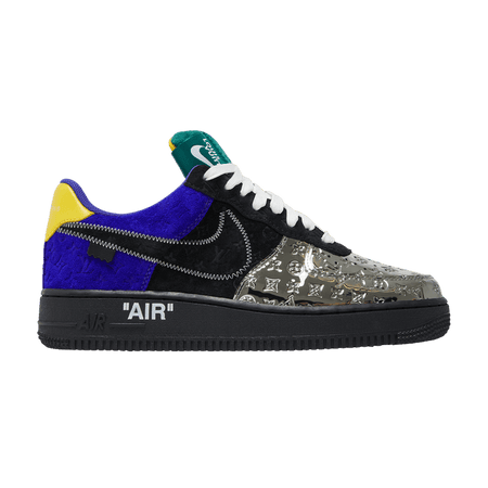 LOUIS VUITTON NIKE AIR FORCE 1 LOW BY VIRGIL ABLOH BLACK METALLIC SILVER