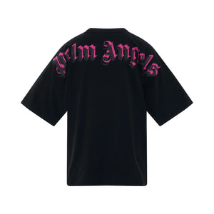 Palm Angels Double Logo Overszied Black Fuchsia T-Shirt
