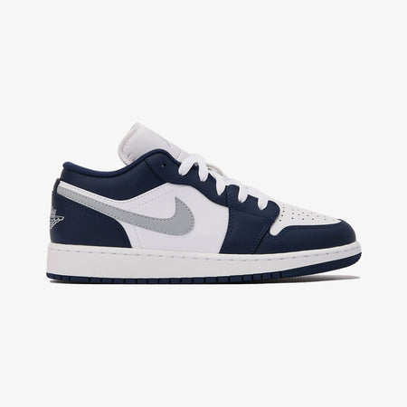 JORDAN AIR JORDAN LOW 1 LOW (GS) { WHITE/WOLF GREY-MIDNIGHT NAVY