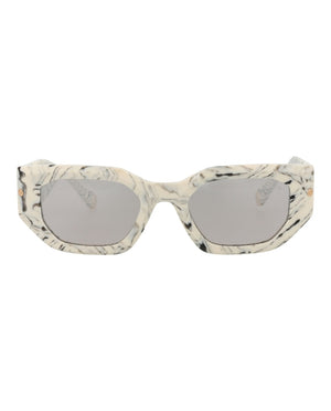 Philipp Plein Square-Frame Acetate Sunglasses Ivory Ivory Grey (SPP066M-51-09YL)