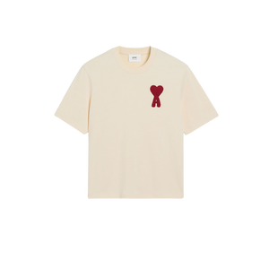 Beige Cotton Ami de Coeur Patch T-Shirt (WHITE CREAM)