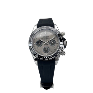 Seiko Custom Mod Rhodium Grey Arabic Daytona Quartz Chronograph