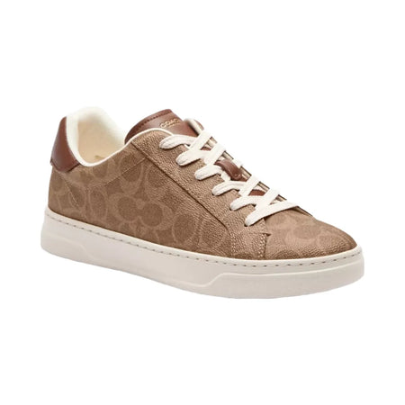 Coach High Line Sneaker In Signature Canvas in Brown Khaki