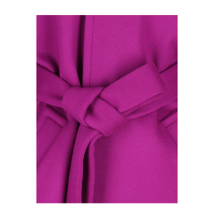 Boxy Belted Coat in Wool in Purple