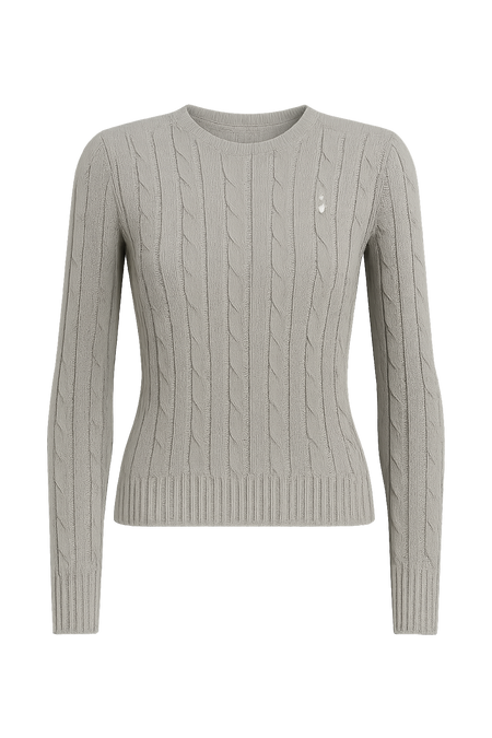 Polo Ralph Lauren Cable-Knit Cotton Crewneck Sweater Fawn Grey Heather
