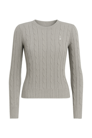 Polo Ralph Lauren Cable-Knit Cotton Crewneck Sweater Fawn Grey Heather