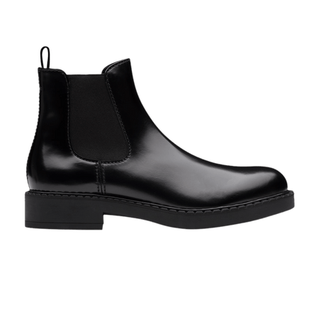 Prada Brushed Calf Leather Chelsea Boot Black