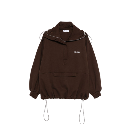 Brown Cotton Anorak Sweatshirt