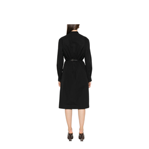 Cotton Poplin Dress with Belt in Black