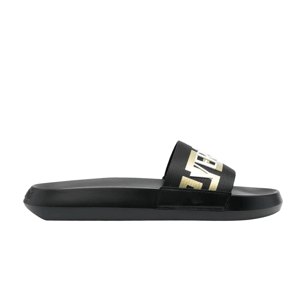 Versace Greca Logo Slides Black Gold White