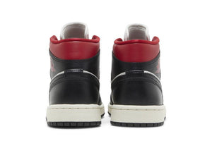 Wmns Air Jordan 1 Mid Black Off White Gym Red