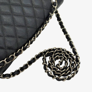 CS077 - CHANEL Black Caviar Leather Jumbo Maxi Classic Flap Bag