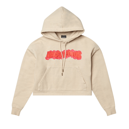 Jacquemus Le Sweatshirt Pate Clay Logo Cropped Hoodie Beige
