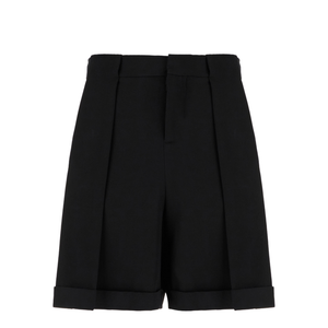 Pleated Gabardine Shorts - Black
