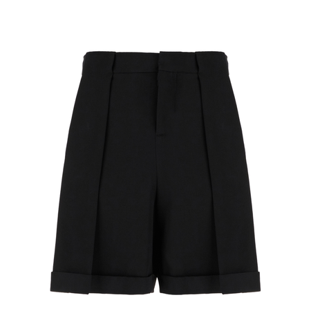 Pleated Gabardine Shorts - Black