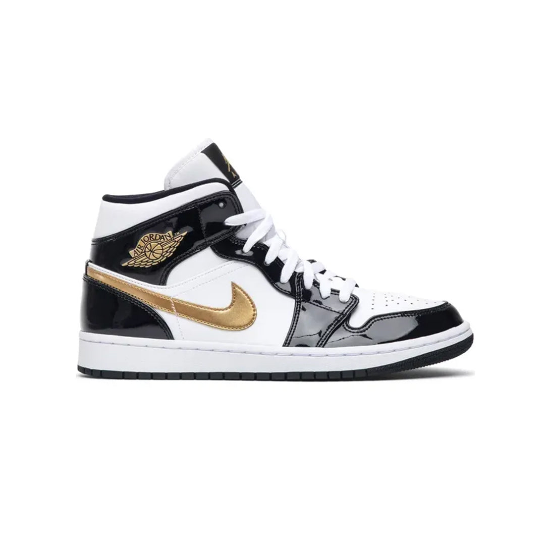 Air Jordan 1 Mid Patent SE Black Gold Sale