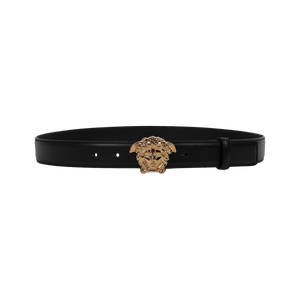 Versace La Medusa Leather Belt Black/Gold