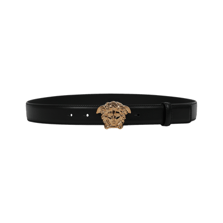 Versace La Medusa Leather Belt Black/Gold