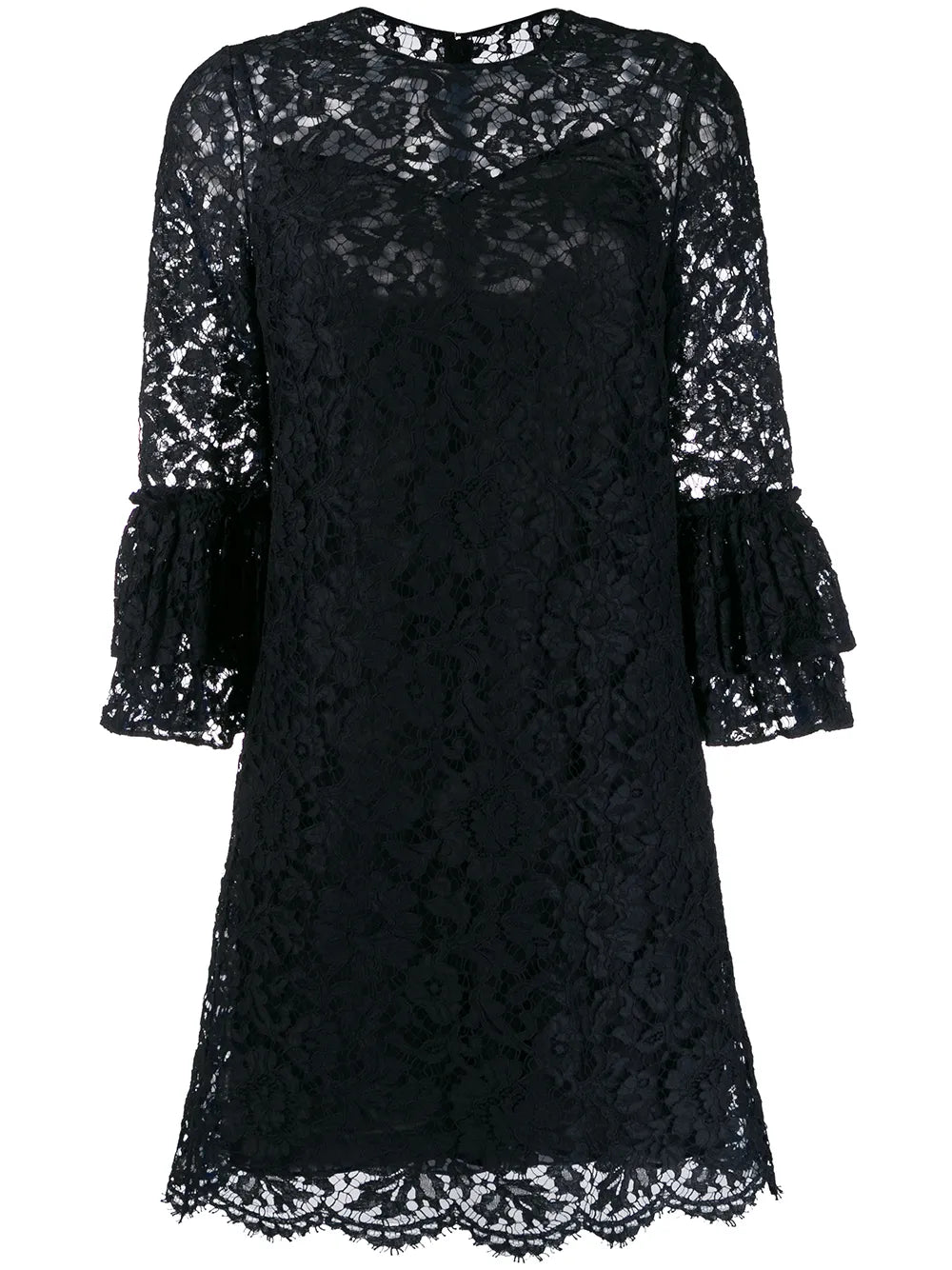 flared floral lace mini dress