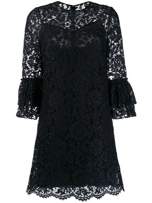 flared floral lace mini dress