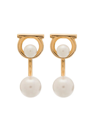Gancini glass-pearl earrings