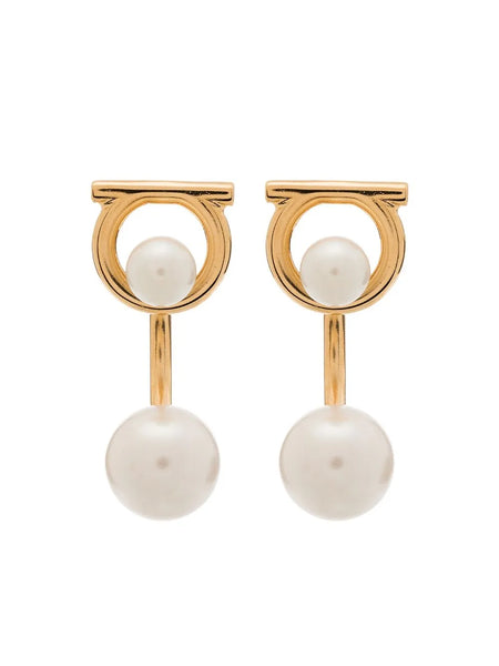 Gancini glass-pearl earrings