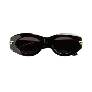 Bottega Veneta Mitre Oval Sunglasses Black/Grey
