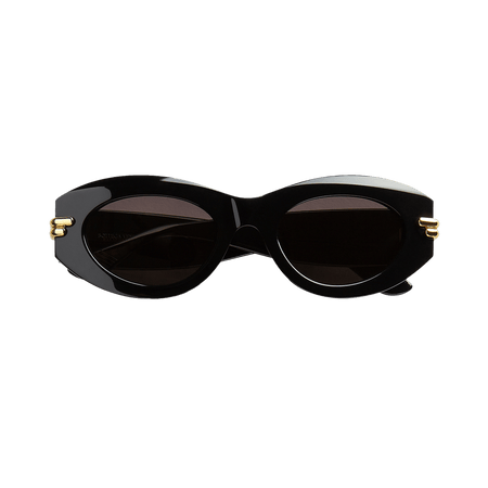 Bottega Veneta Mitre Oval Sunglasses Black/Grey