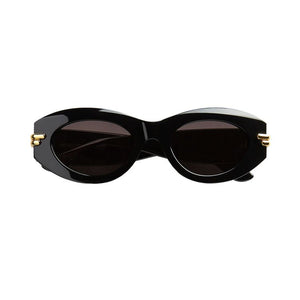 Bottega Veneta Mitre Oval Sunglasses Black/Grey