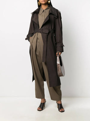belted double-breasted trench coat