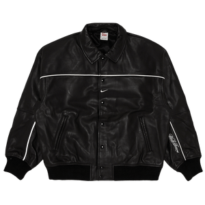Supreme x Nike Leather Varsity Jacket Black