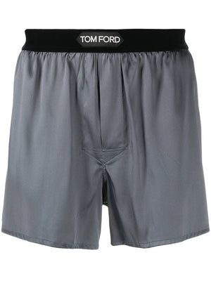 logo-waistband silk-blend boxer shorts