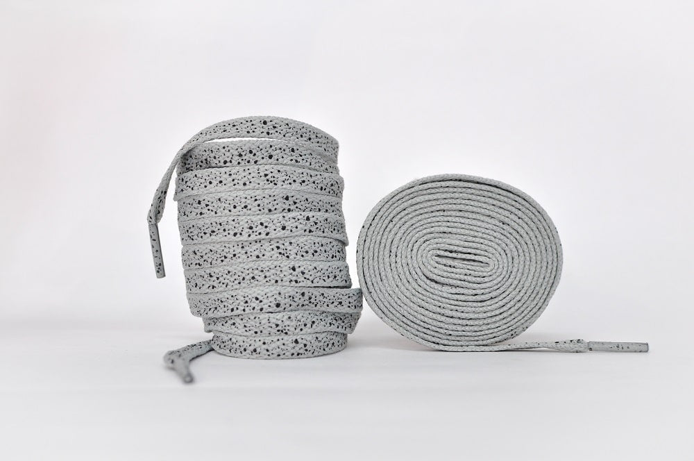 Cement Laces- Grey Black Jordan Laces Kicks Machine