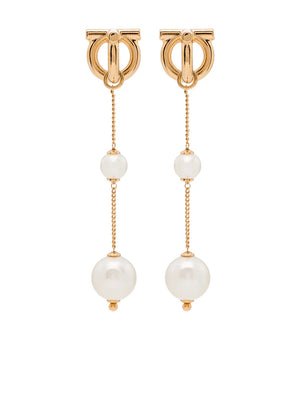 Gancini pearl-embellished drop earrings