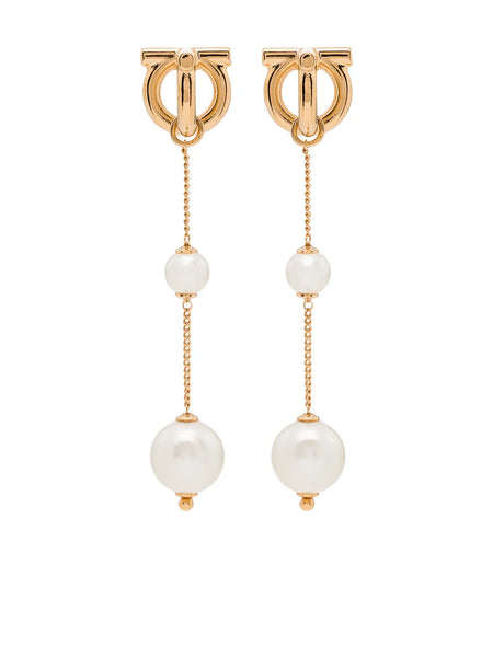 Gancini pearl-embellished drop earrings