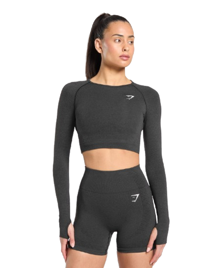 Gymshark Vital Seamless 2.0 Crop Top - Black Marl