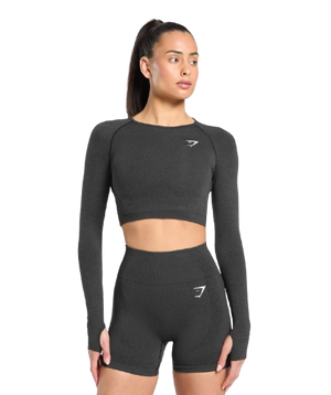 Gymshark Vital Seamless 2.0 Crop Top - Black Marl