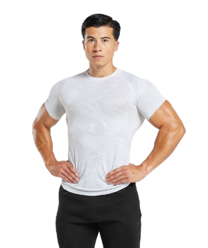 Gymshark Geo Seamless T-Shirt - White/Light Grey