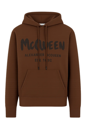Alexander McQueen Brown Hoodie with Watercolor Graffiti print