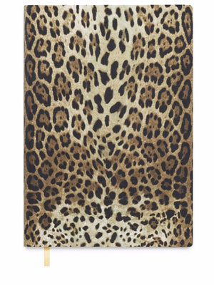medium leopard-print leather ruled notebook