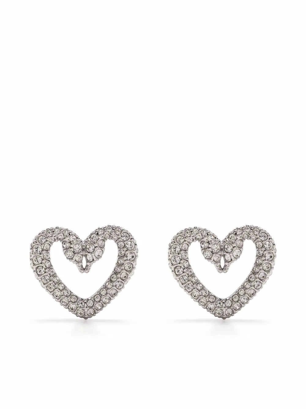 Una crystal-embellished heart earrings