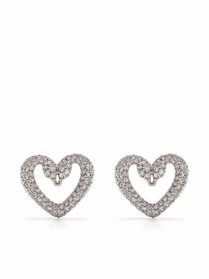Una crystal-embellished heart earrings