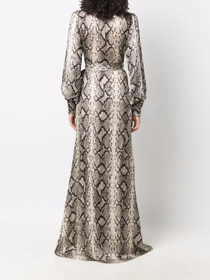 Python-print silk long dress