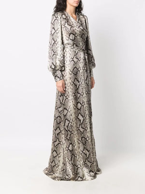 Python-print silk long dress