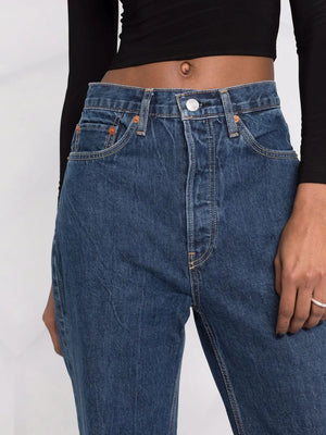 high-waisted bootcut jeans