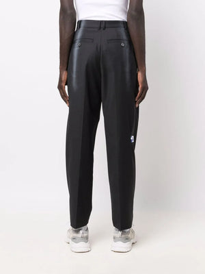 slogan print straight-leg trousers