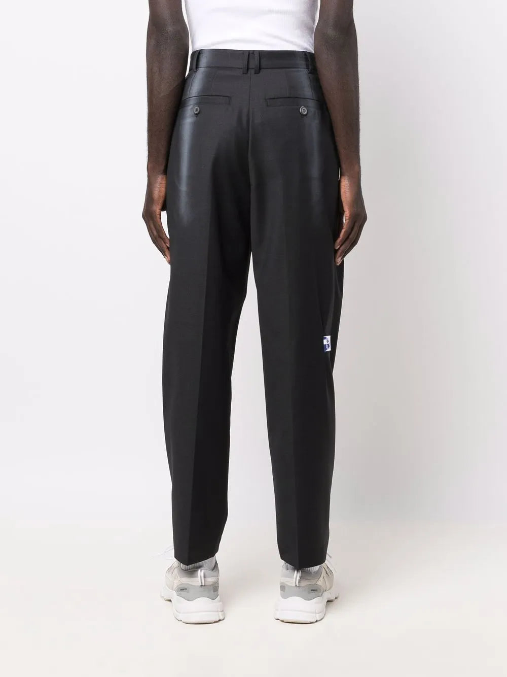 slogan print straight-leg trousers