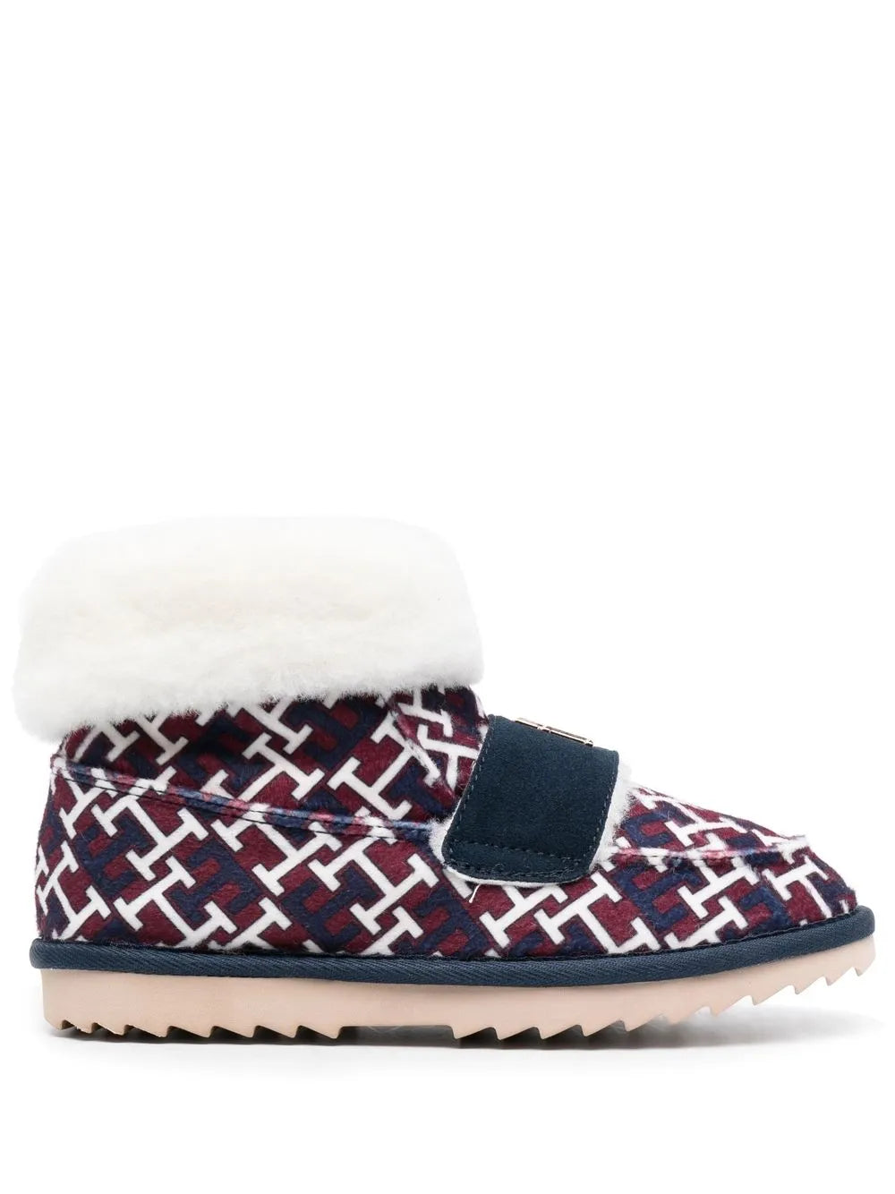 monogram fleece-trim slippers
