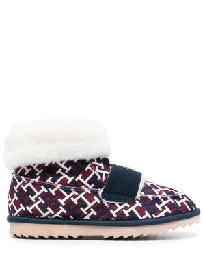 monogram fleece-trim slippers