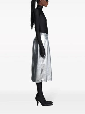 metallic-effect lamb skin skirt